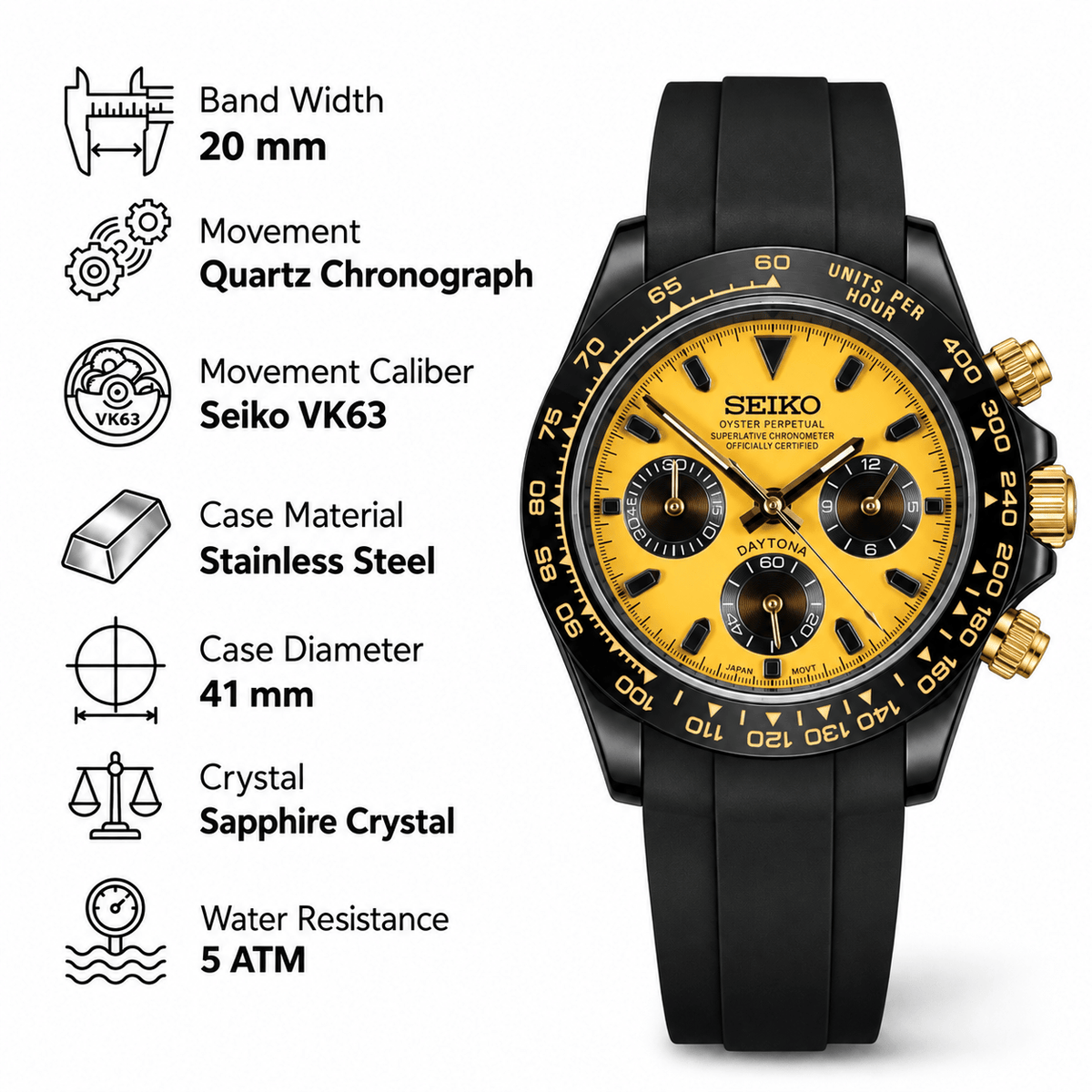 Seiko Mod Daytona Bumblebee | TWT - TWTwatches